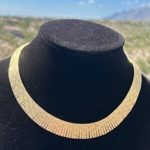 BRONZE ITALY Gold Reversible Flat Tapered Cleopatra Choker NECKLACE